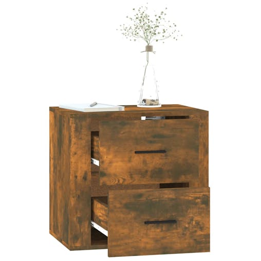 NNEVL Wall-mounted Bedside Cabinet Smoked Oak 50x36x47 cm