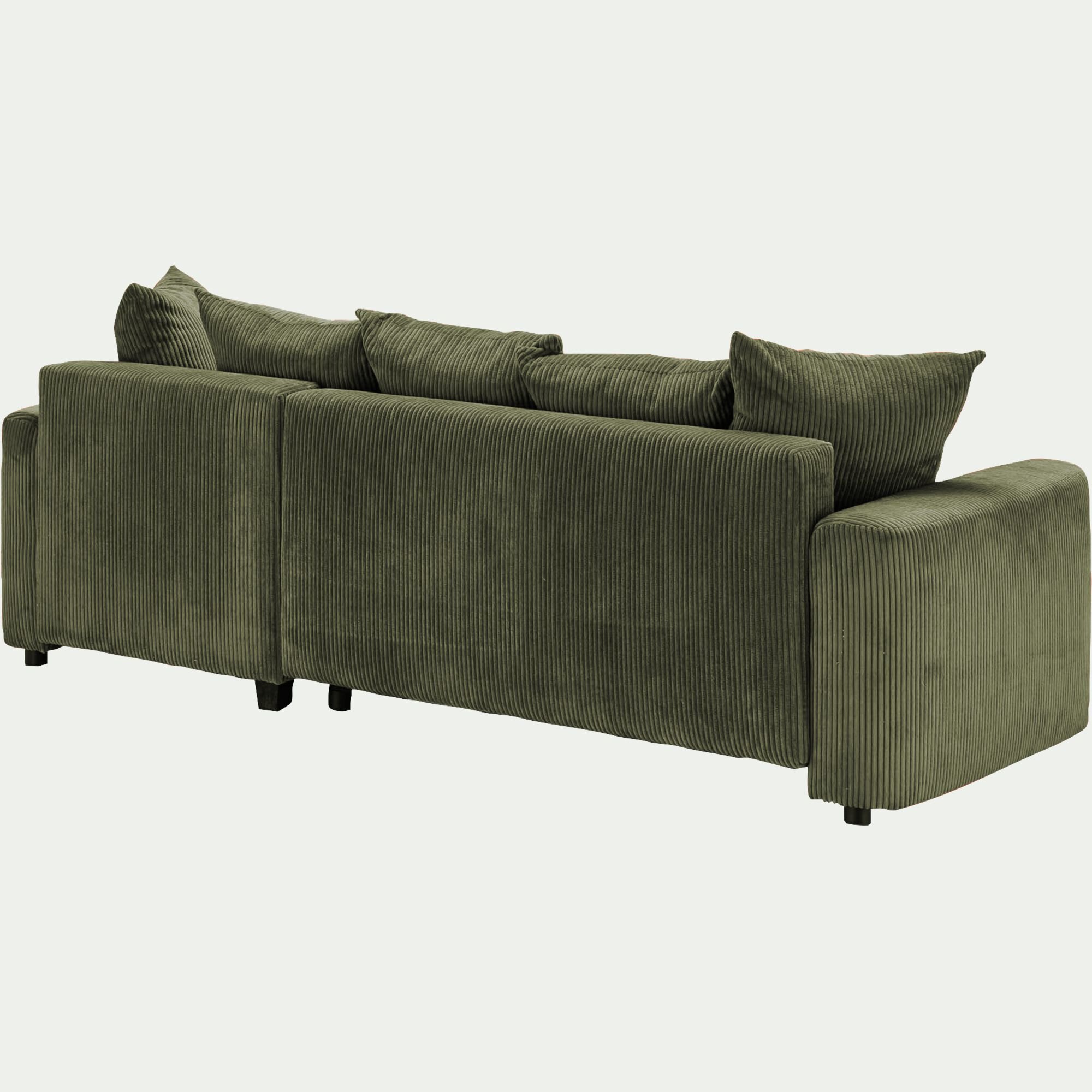 LUDI - Canapé convertible à angle réversible en velours côtelé - vert cèdre