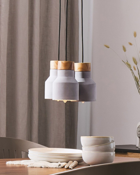 Lampa wisząca betonowa 3 klosze szara