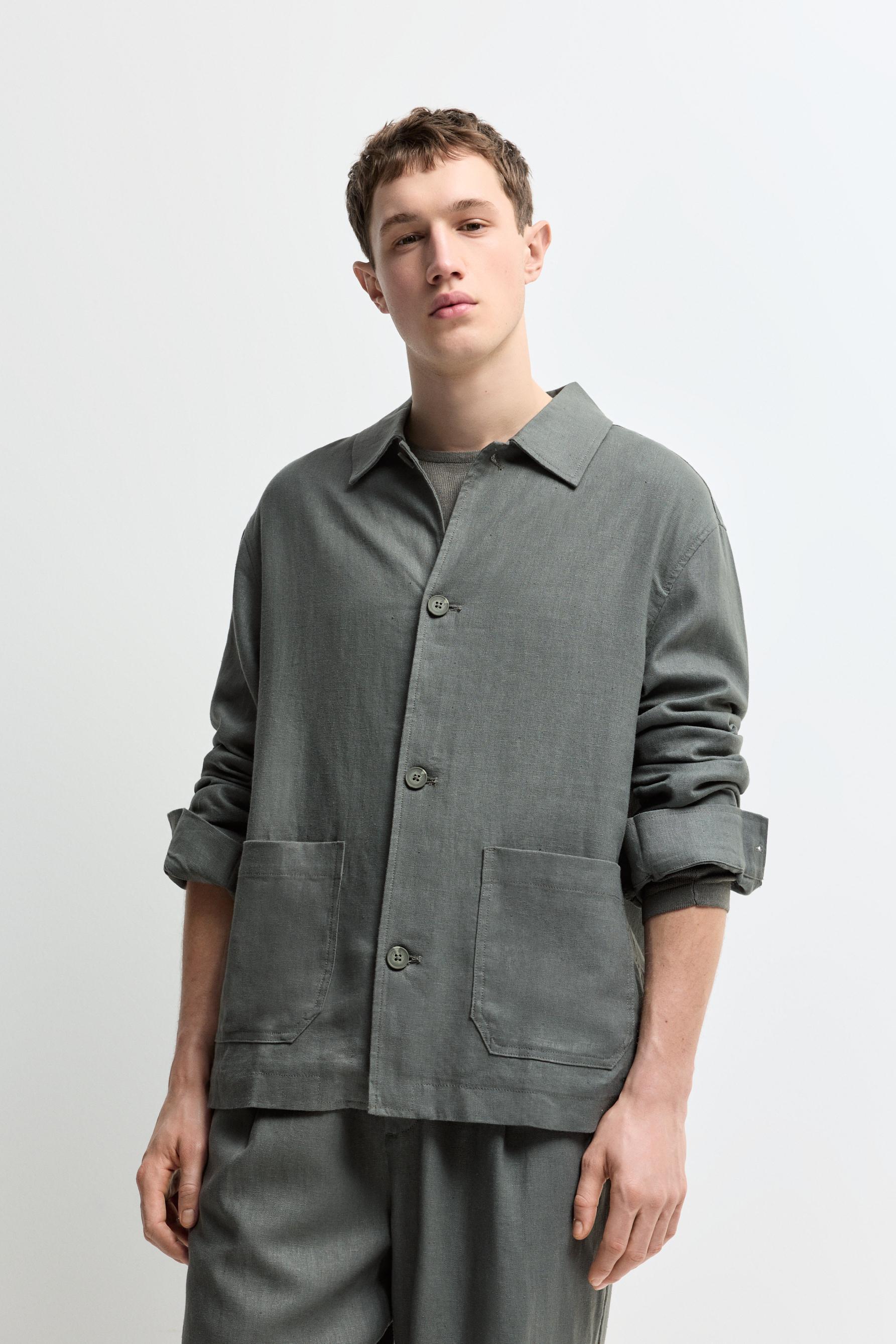 Sobrecamisa 100% lino bolsillos