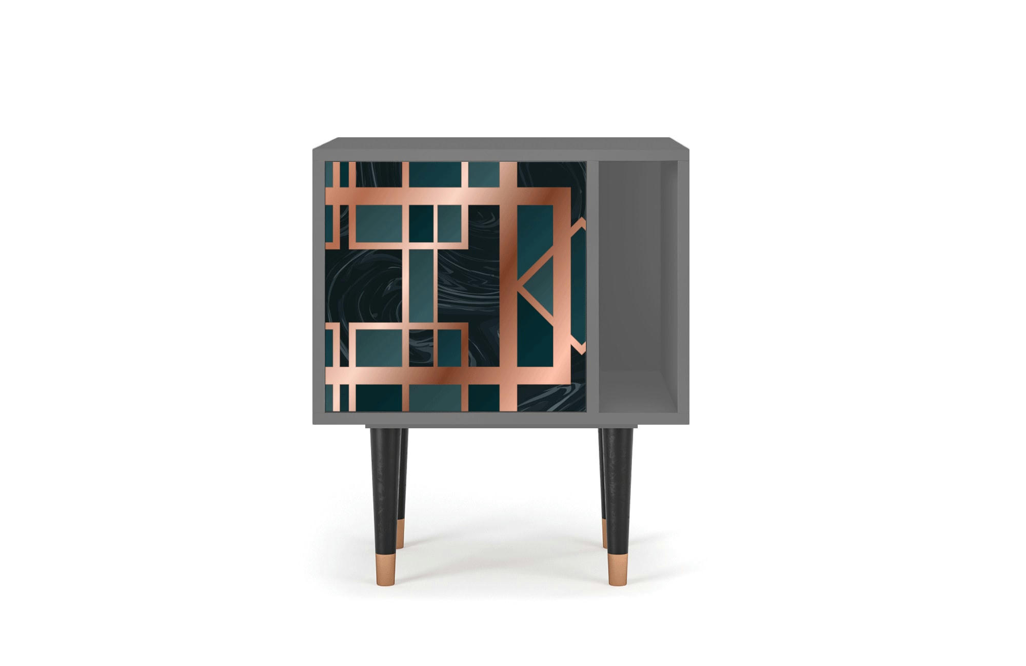 EMERALD METRO - Table de chevet bleu-vert 1 porte L 58 cm