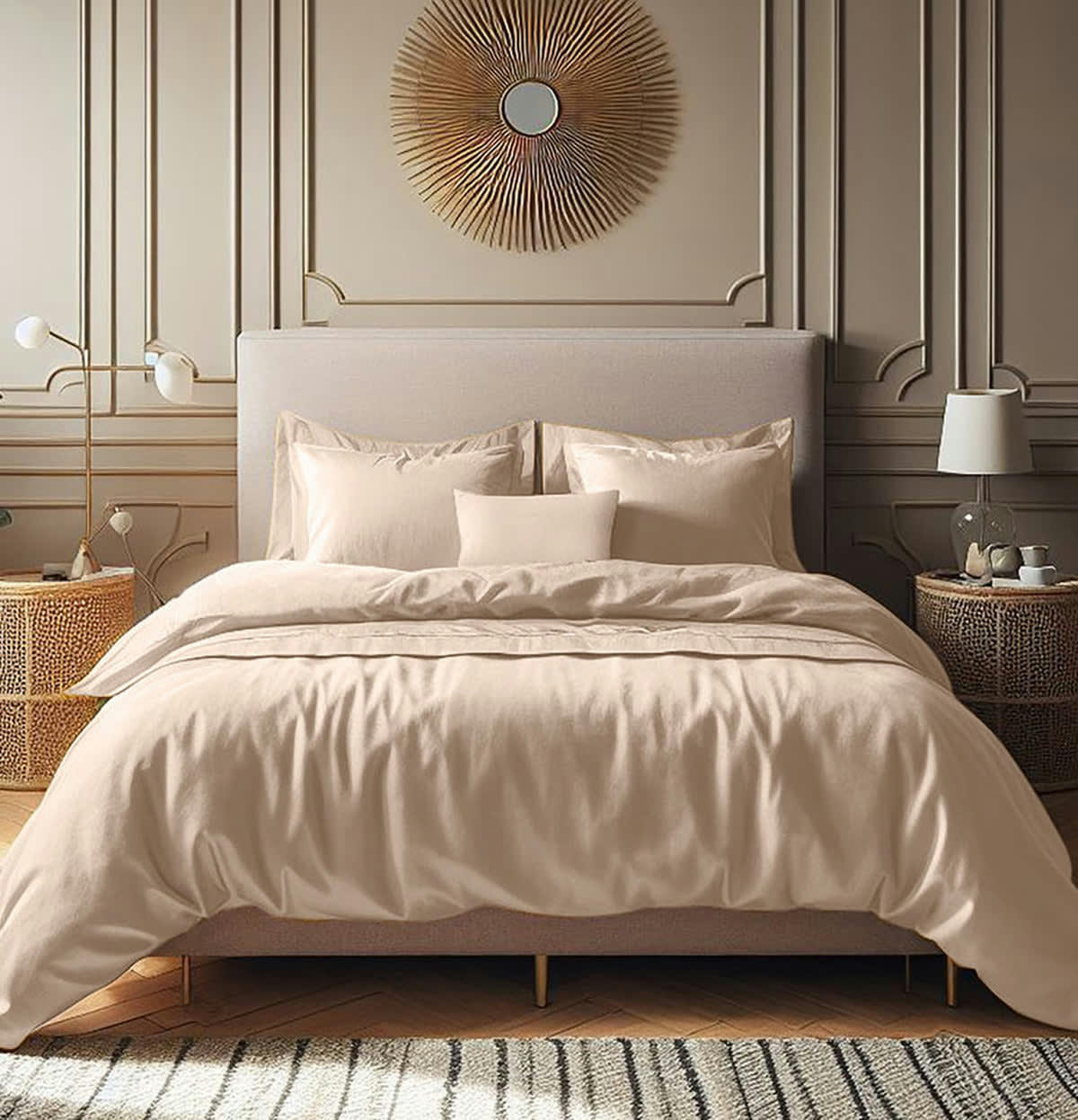 JULIA - Housse de couette satin de coton  240x220 rose poudré