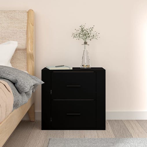 NNEVL Wall-mounted Bedside Cabinet Black 50x36x47 cm