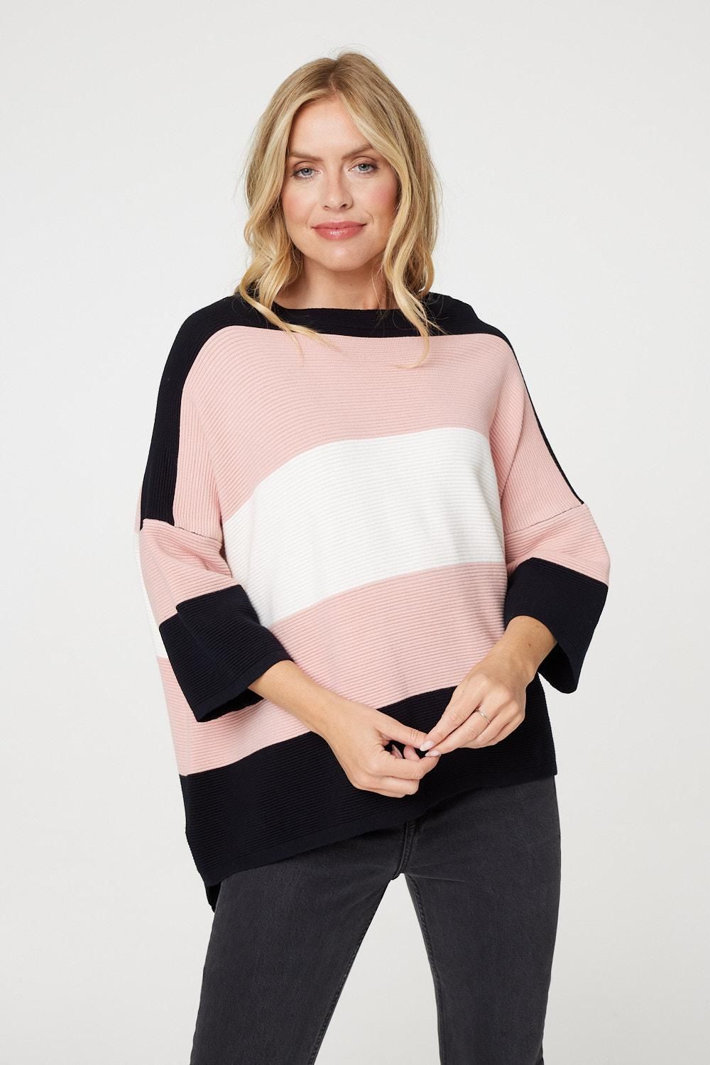 Izabel London Colour Block Oversized Batwing Top