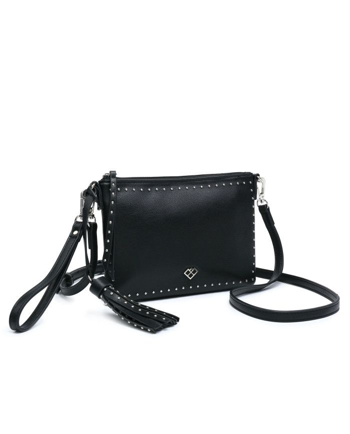JFY Studs Tassel Zip Top Cross Body Bag