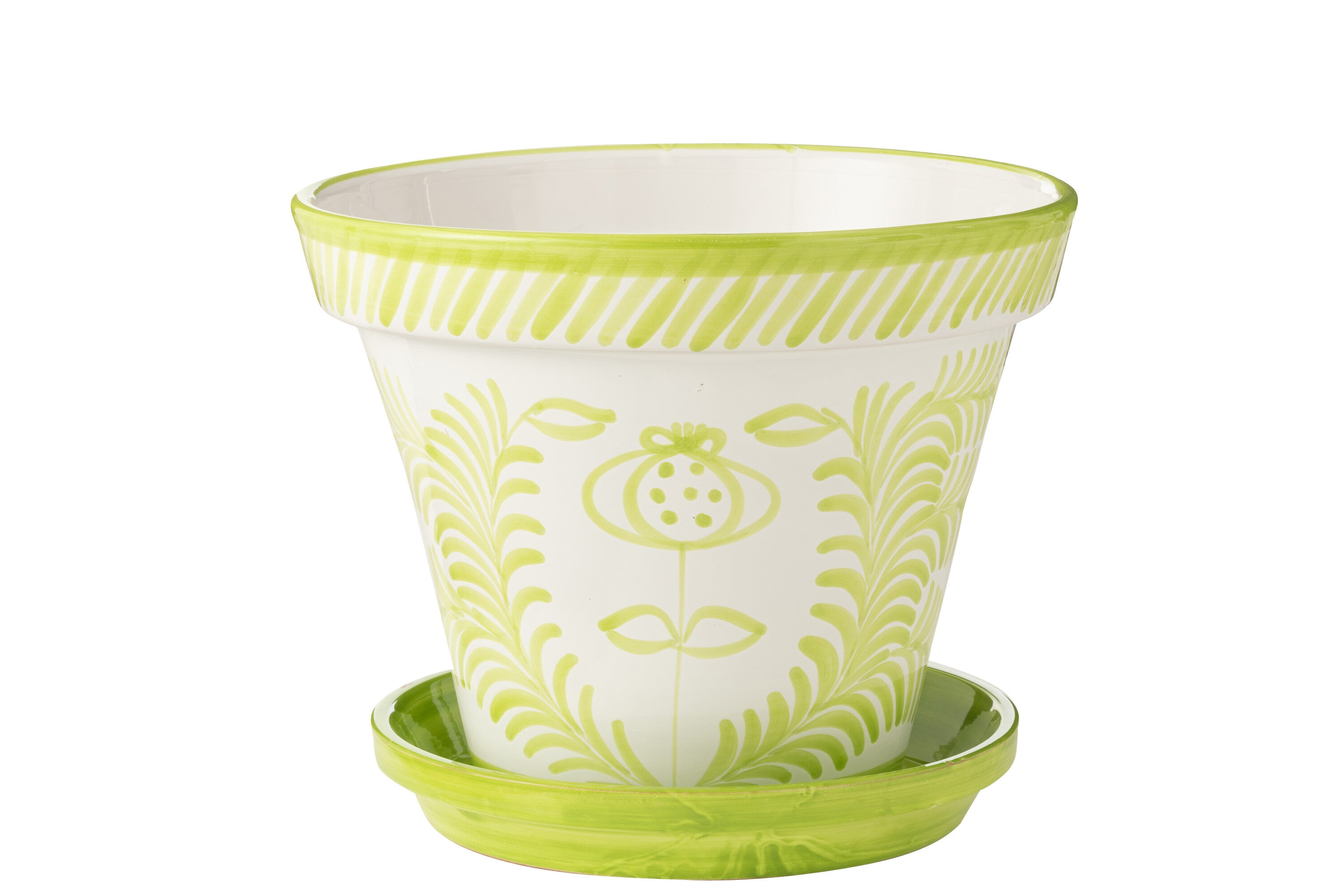 J-Line bloempot Granada Handmade   Painted - keramiek - groen - extra large - Ø 50 cm