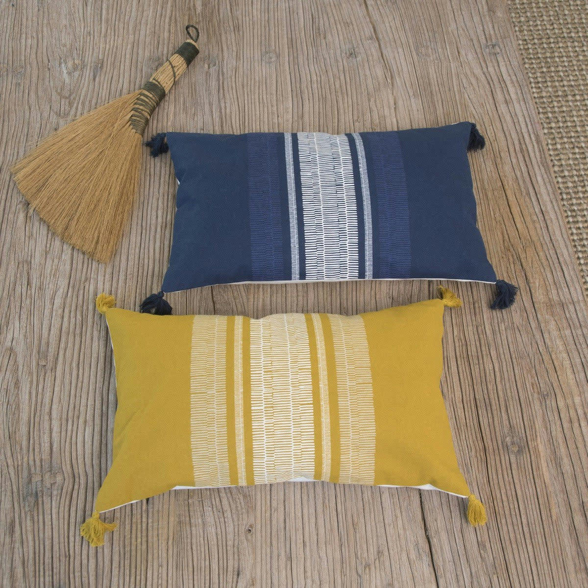 GRACA - Housse de coussin coton  50x30 jaune moutarde