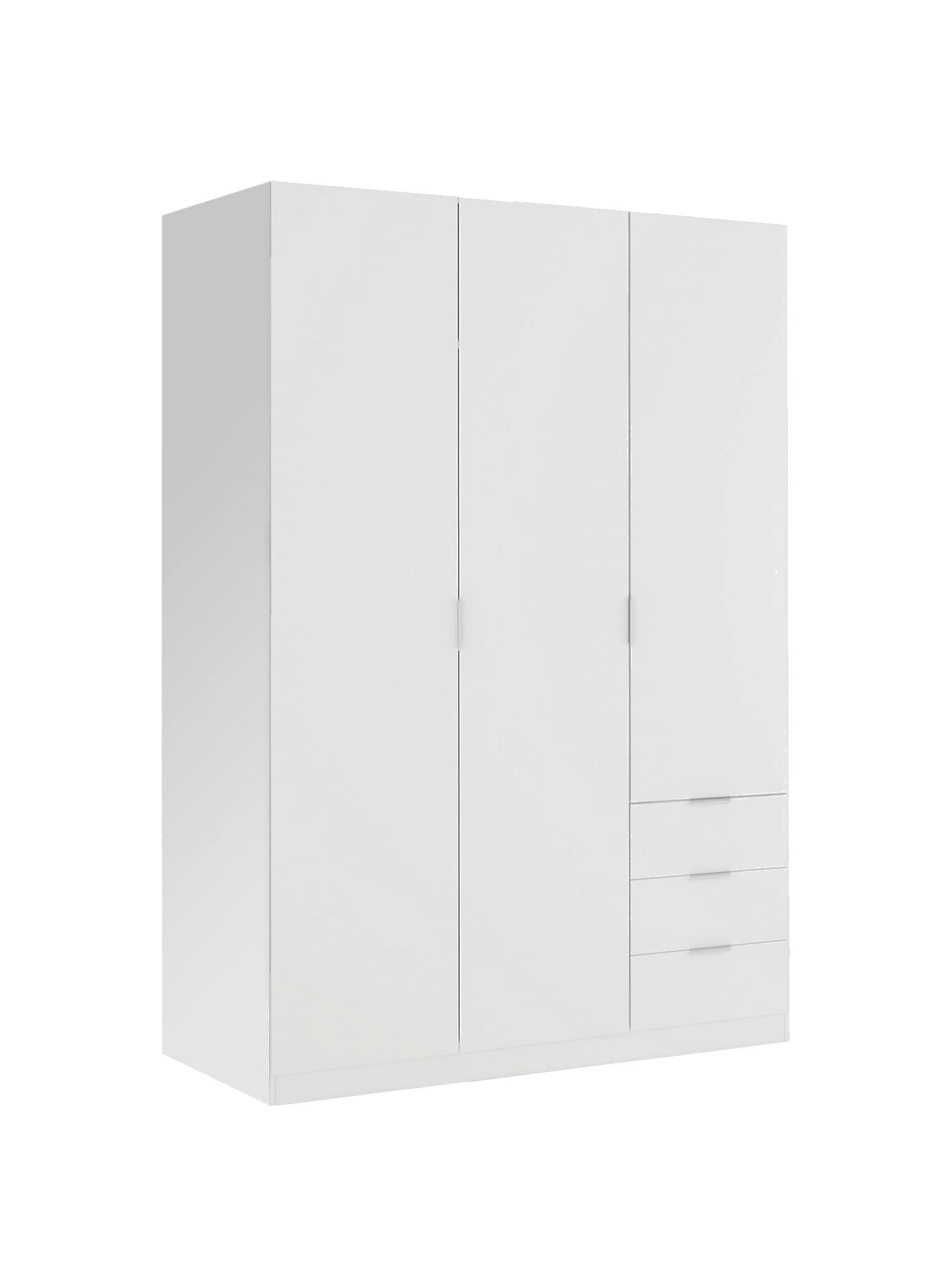 WARREN - Garde-robe à 3 portes et 3 tiroirs effet bois blanc