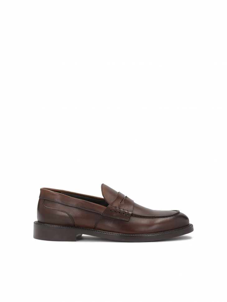 Brown loafers with leather sole
