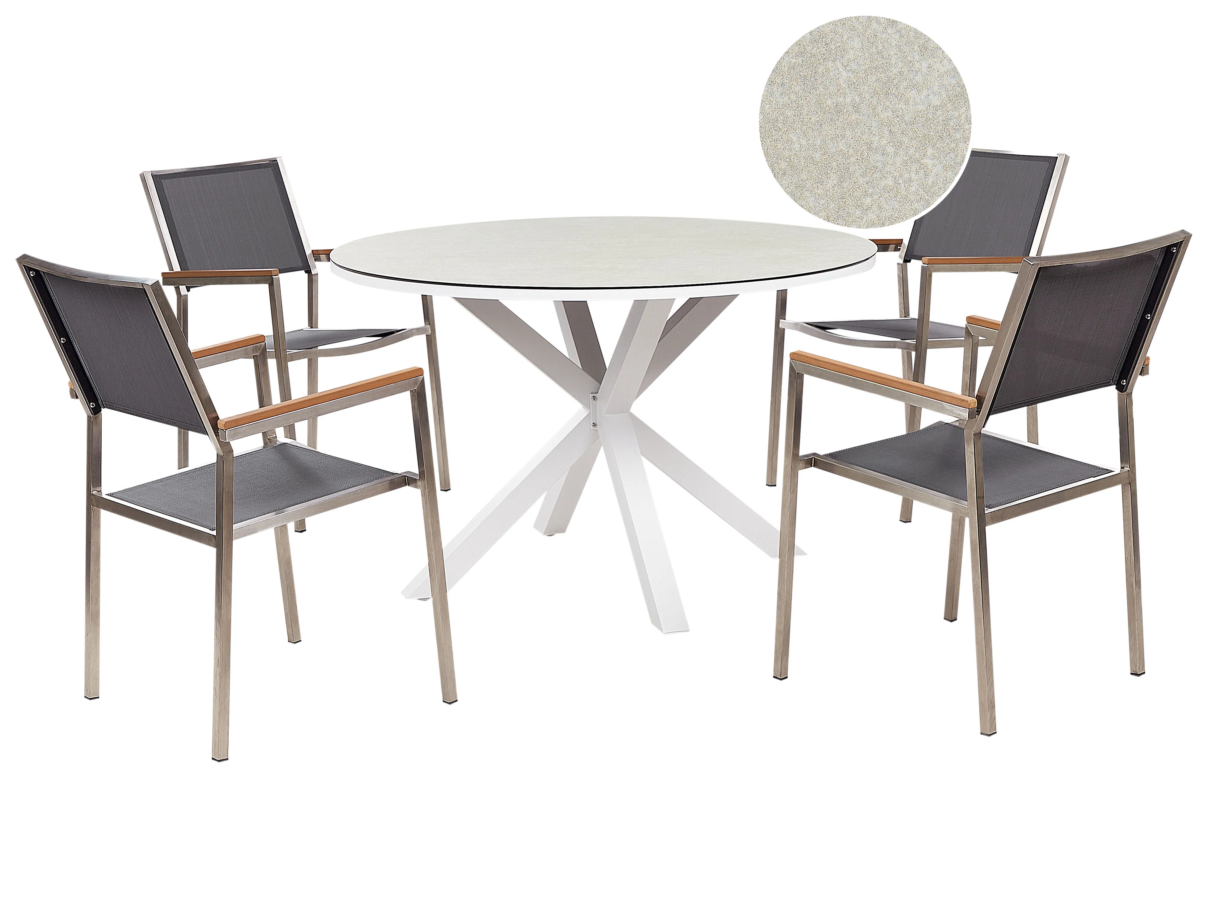 Garden Dining Set 4 Seater MALETTO/GROSSETO Metal Marble Effect Grey/ Beige