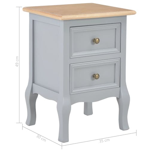 NNEVL Bedside Cabinets 2 pcs Grey 35x30x49 cm MDF