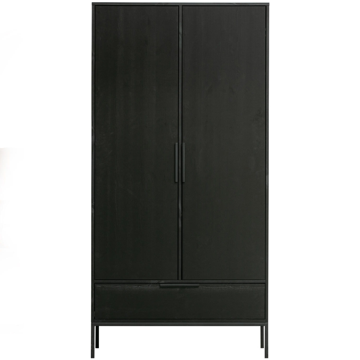 WOOOD kast 2-deurs Adam- Grenen - Zwart - 200x100x53