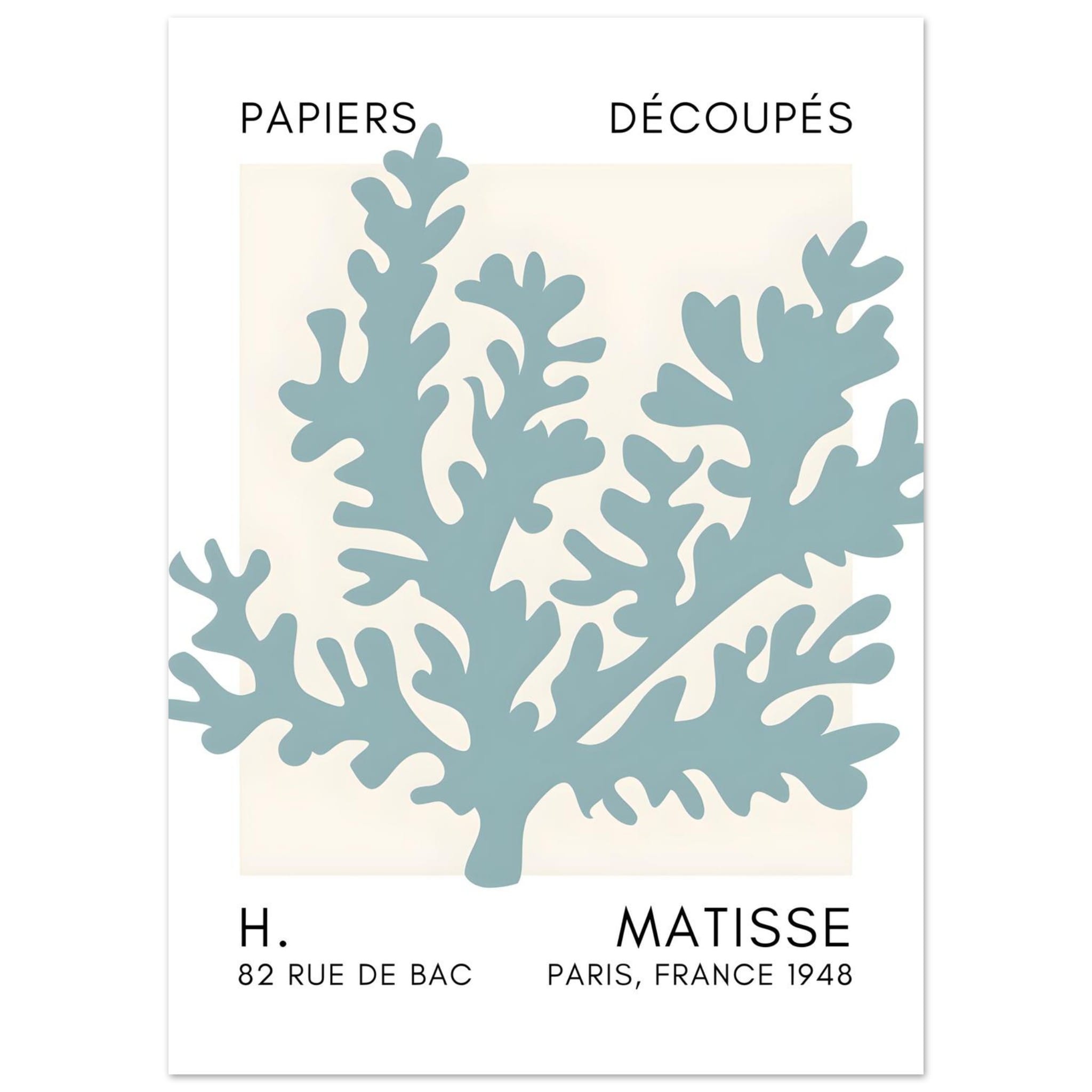 Artfulprints Poster Matisse – Aqua bloom turquoise  - 50x70 cm - Turquoise