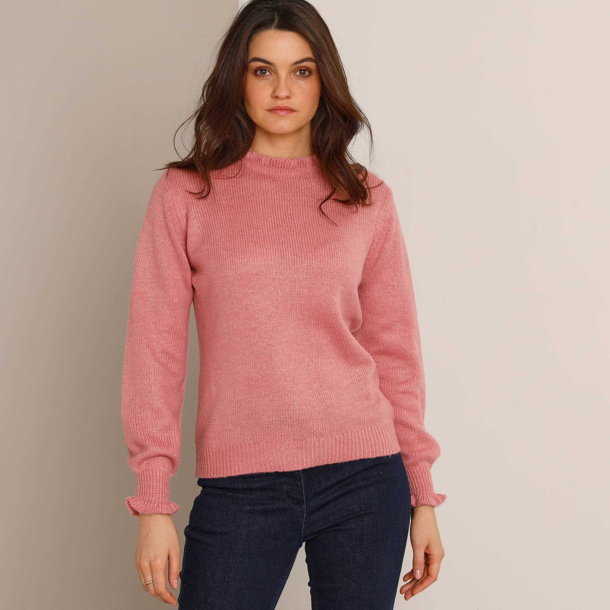 Pull col montant, finition frisotti