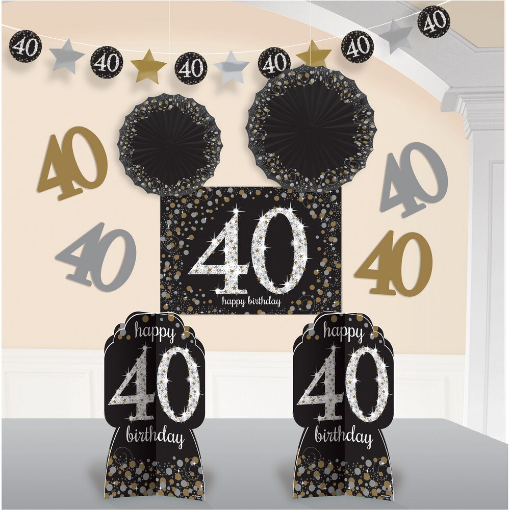 Sparkling Celebration 40th Birthday Room Decorating Kit, 10-pc