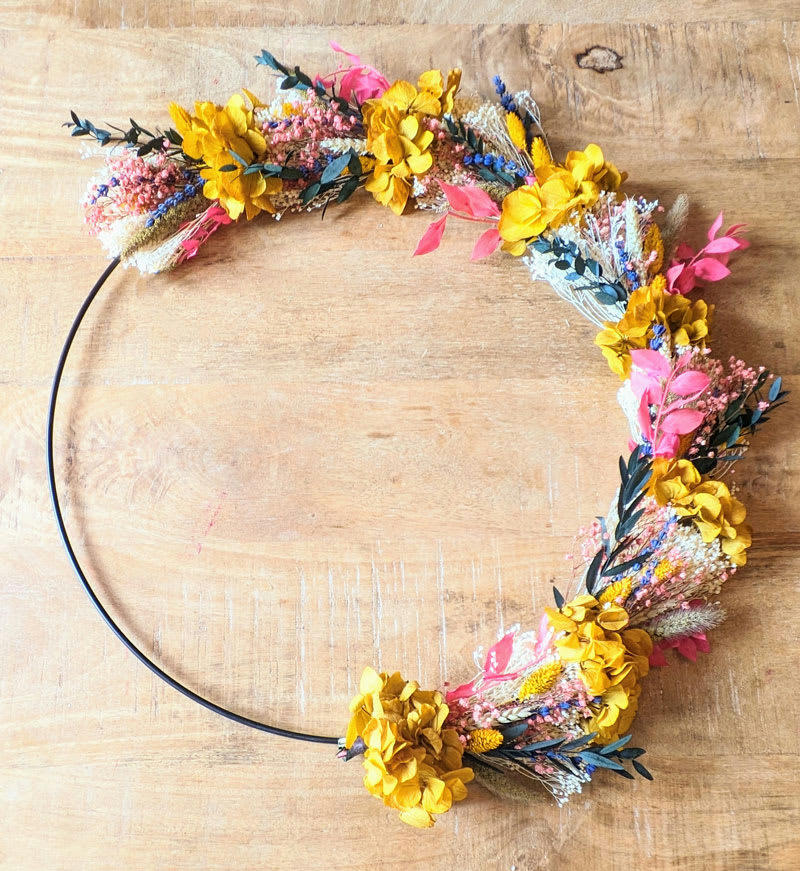 - Couronne murale de fleurs séchées Hilda D50 cm