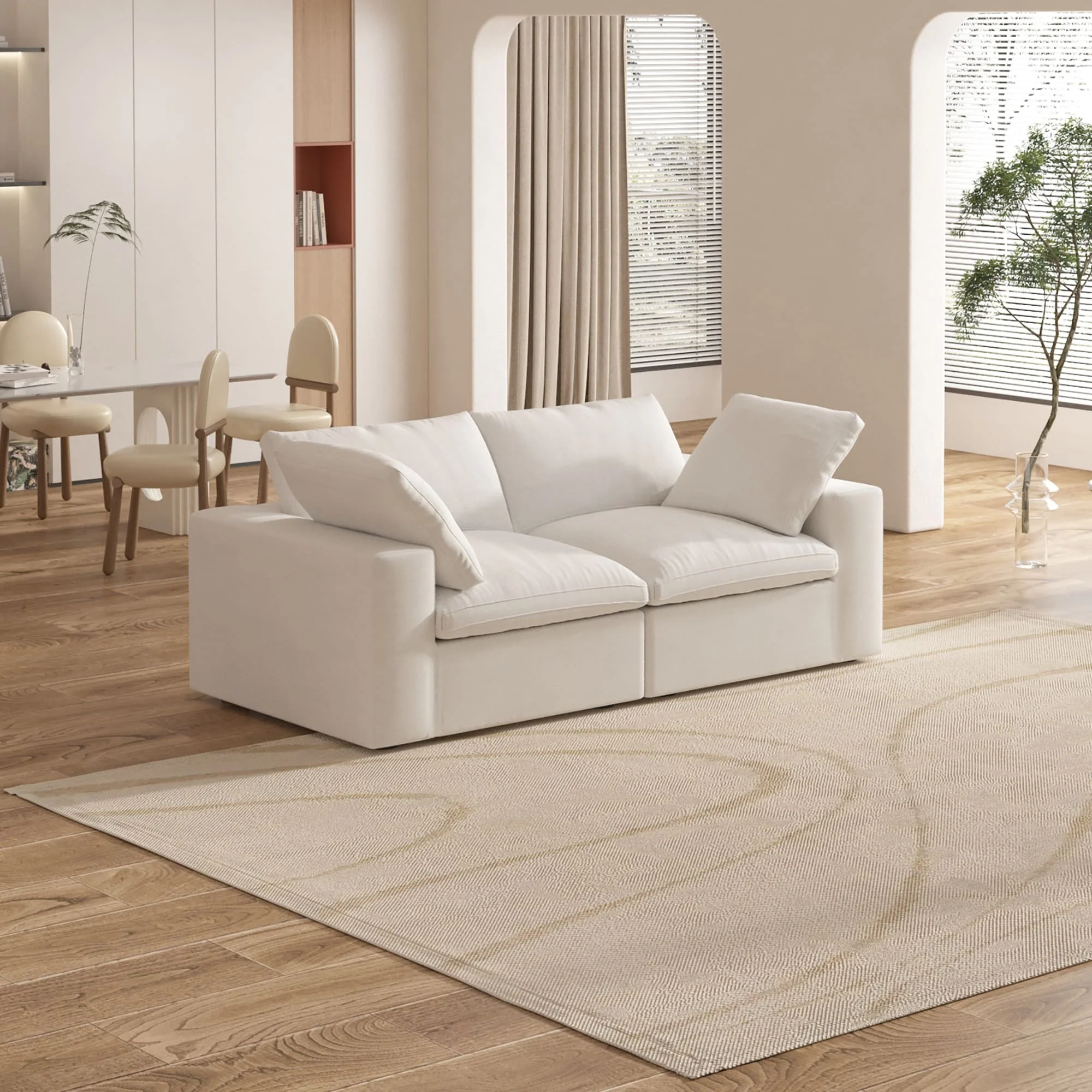 Down Filled White Sectional Sofa