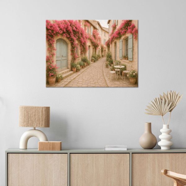 Obraz do salonu sypialni, Włoska uliczka z kwiatami Shabby Chic 30x20