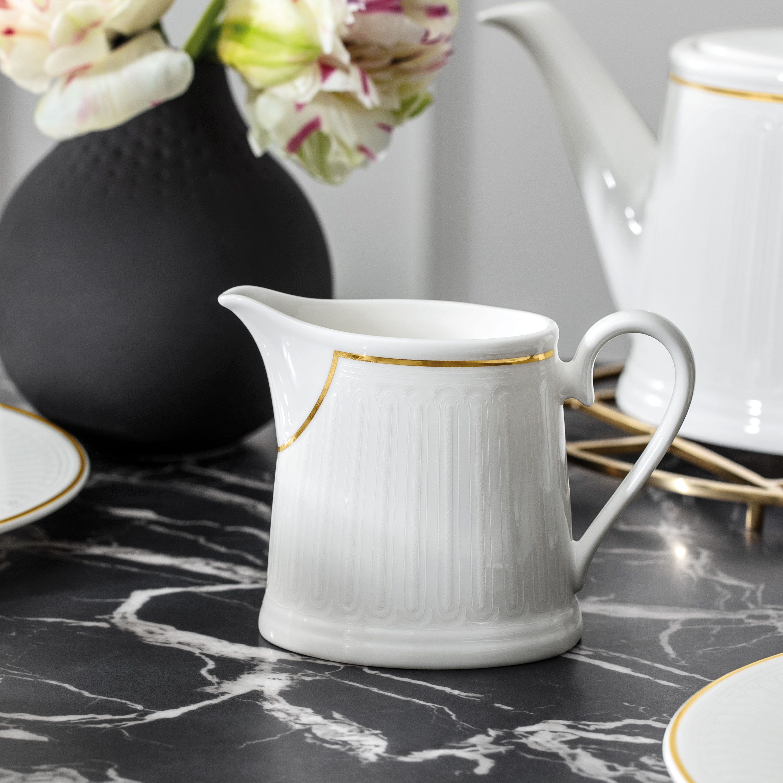Chateau Septfontaines Creamer - White, 6.5 oz, Premium Bone Porcelain