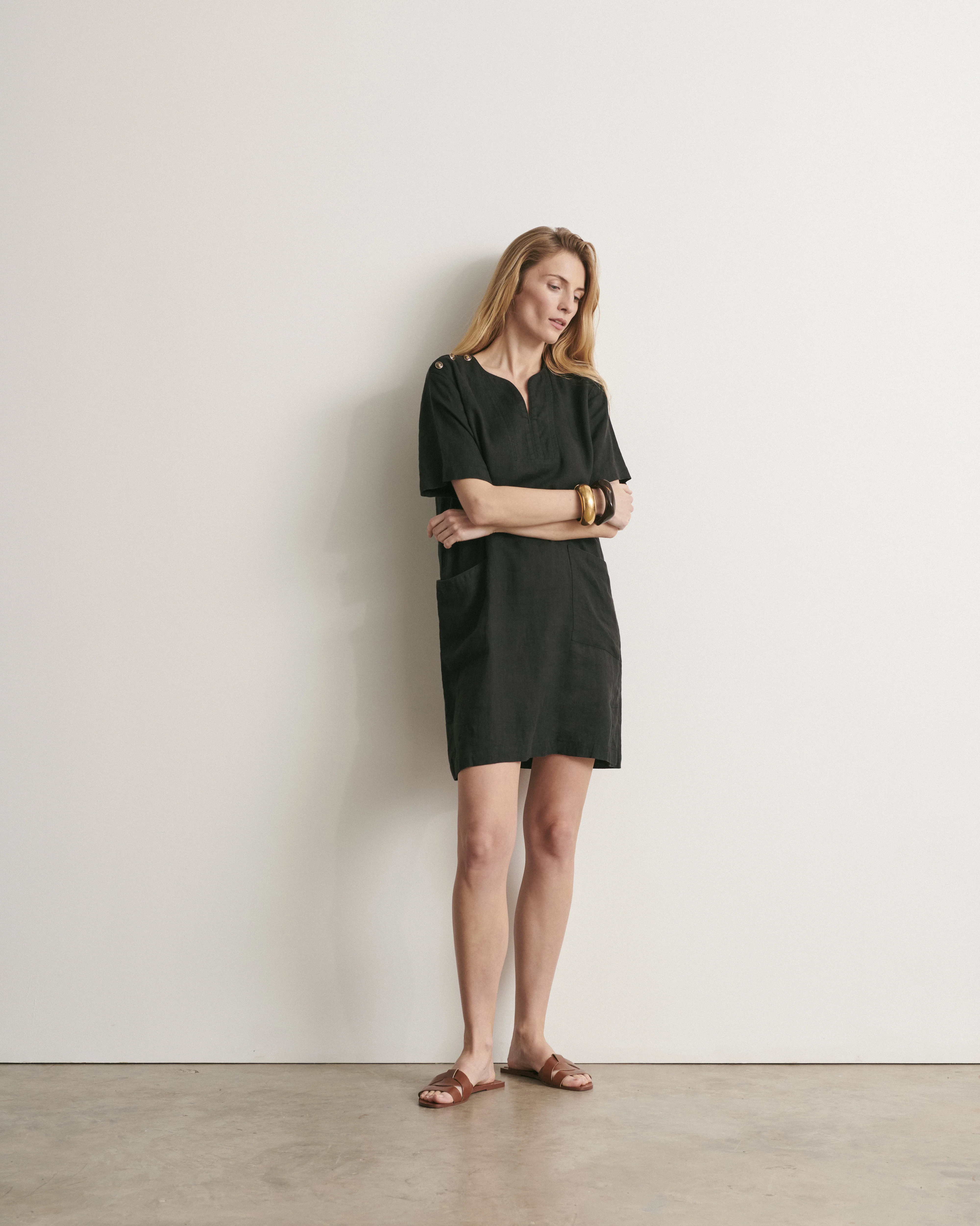 Robe droite encolure V ROSIER/11115/500