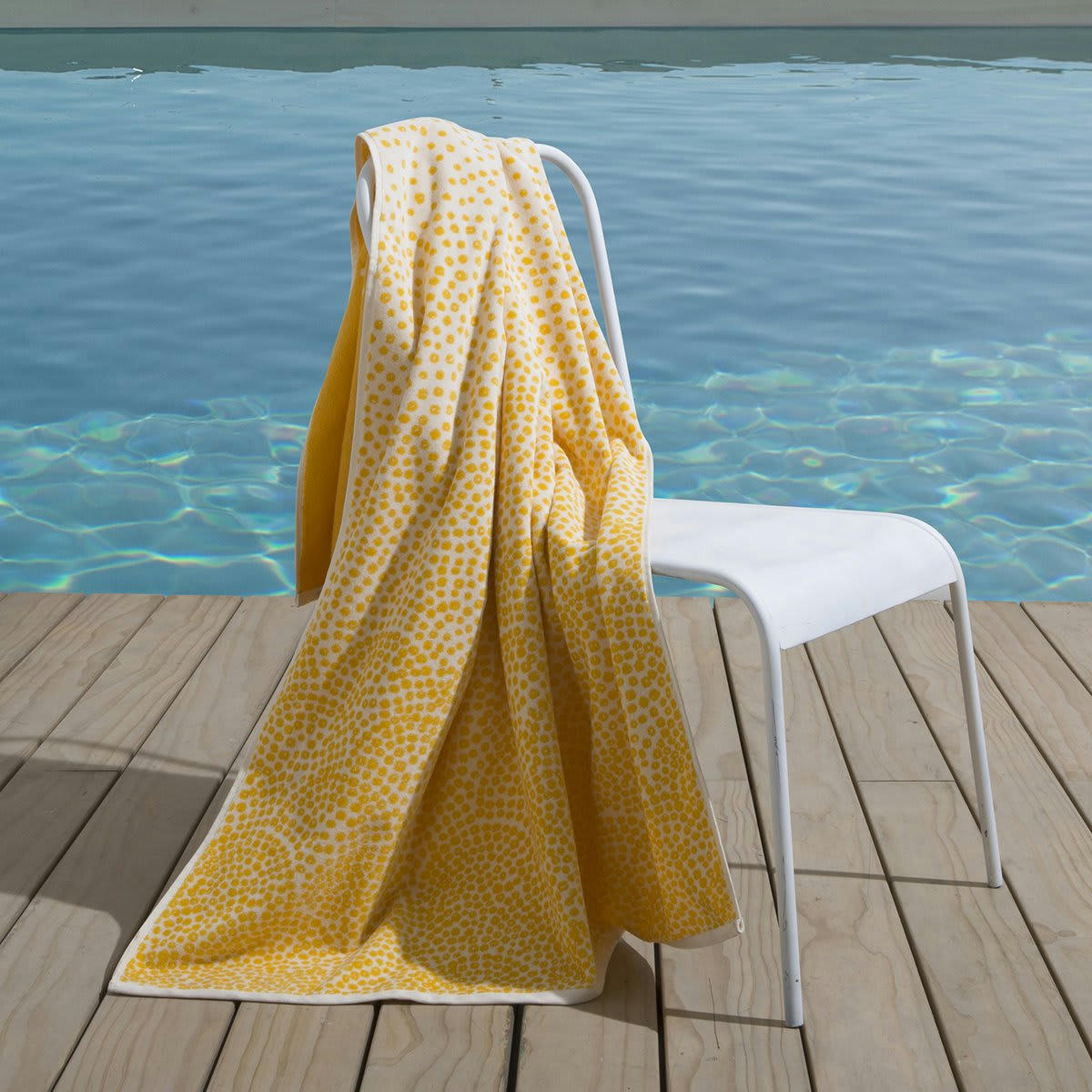 OLYMPE - Drap de plage coton jaune 100x180 cm