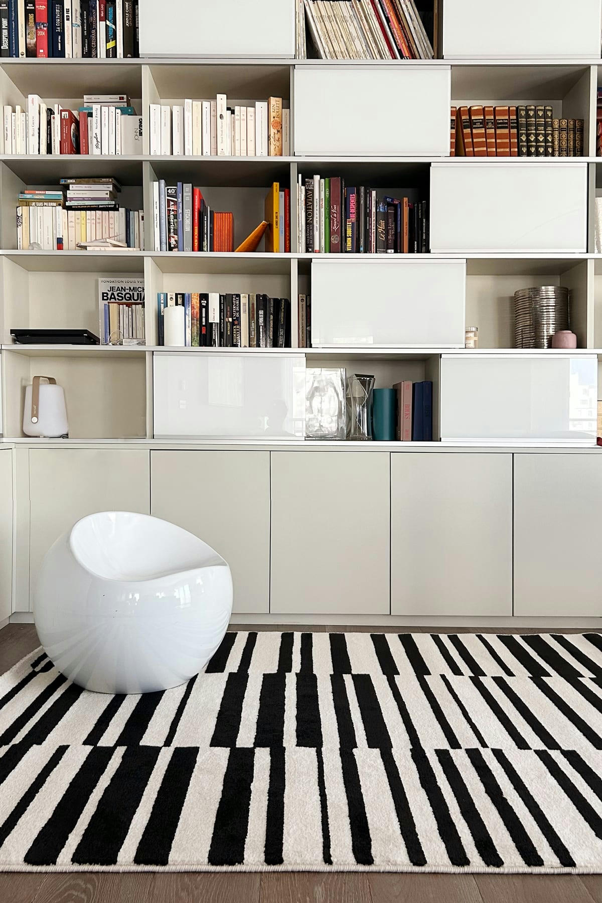 INTERVAL - Tapis graphique rayures noir et blanc 160x230, OEKO-TEX®