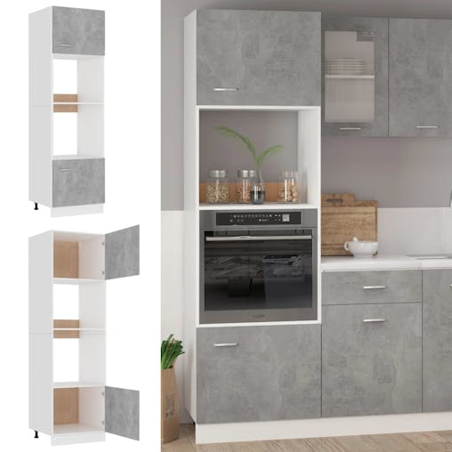 NNEVL Microwave Cabinet Concrete Grey 60x57x207 cm Chipboard