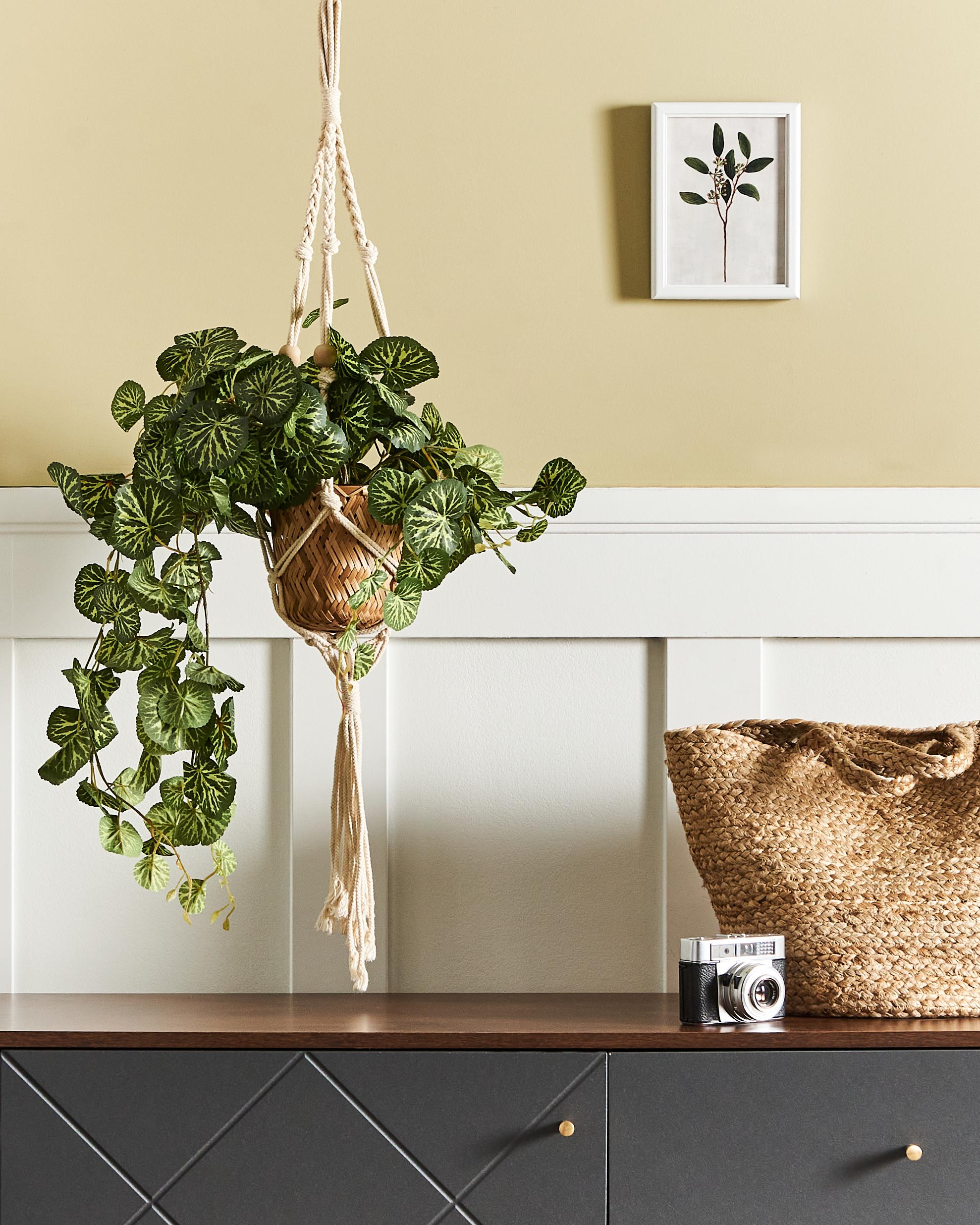 Artificial Hanging Potted Plant STRAWBERRY BEGONIA 37 cm Green
