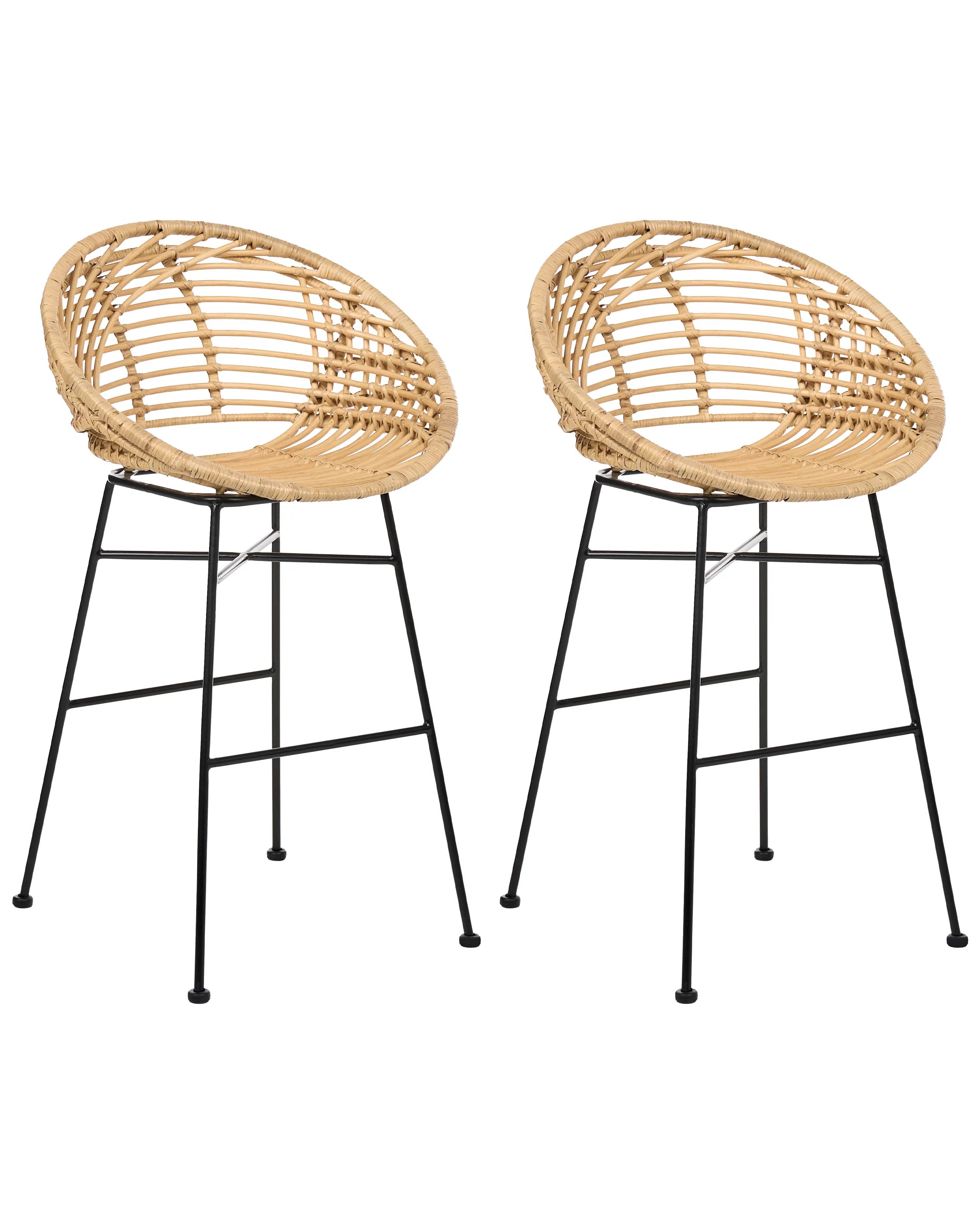 Set of 2 Bar Chairs WINDOM Rattan Natural