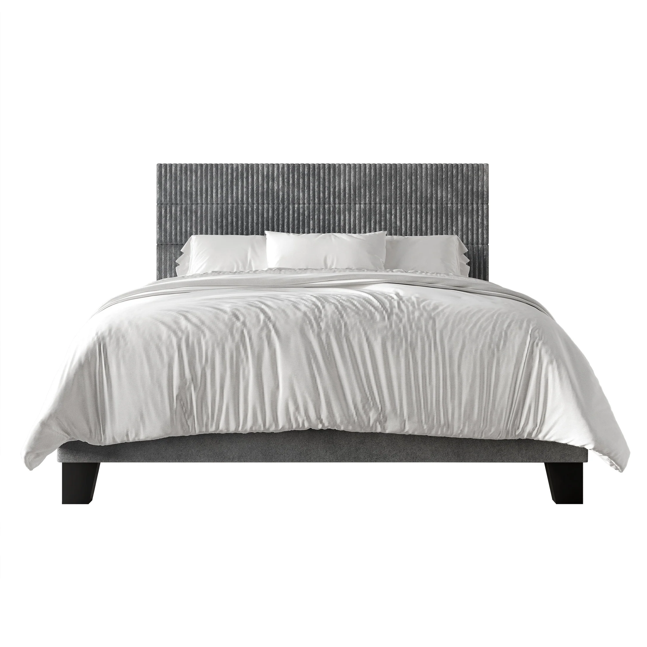 CraftPorch Corduroy Mid-Century Modern Velvet Platform Bed