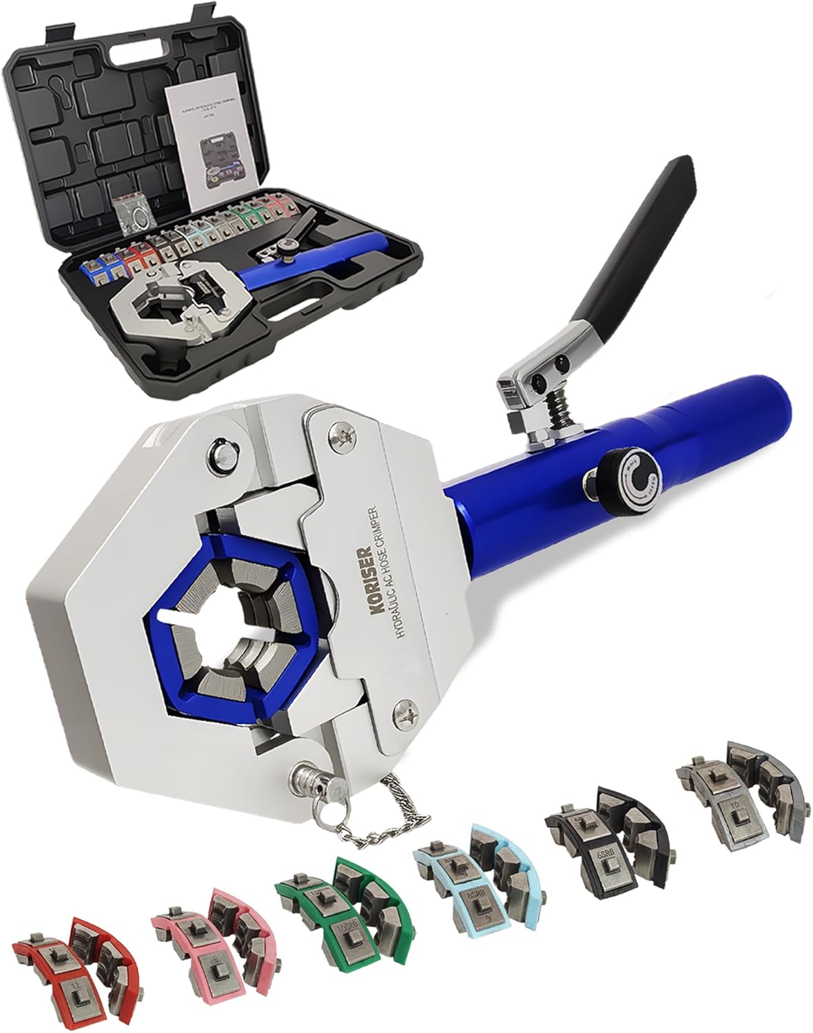 Hydraulic AC Hose Crimper Hydra-Krimp 71500 Manual A/C Hose Crimper Kit Air Conditioning Repaire Handheld Hydraulic Hose Crimping Tool for BH Air Conditioner Hose & Beadlock A/C Fittings