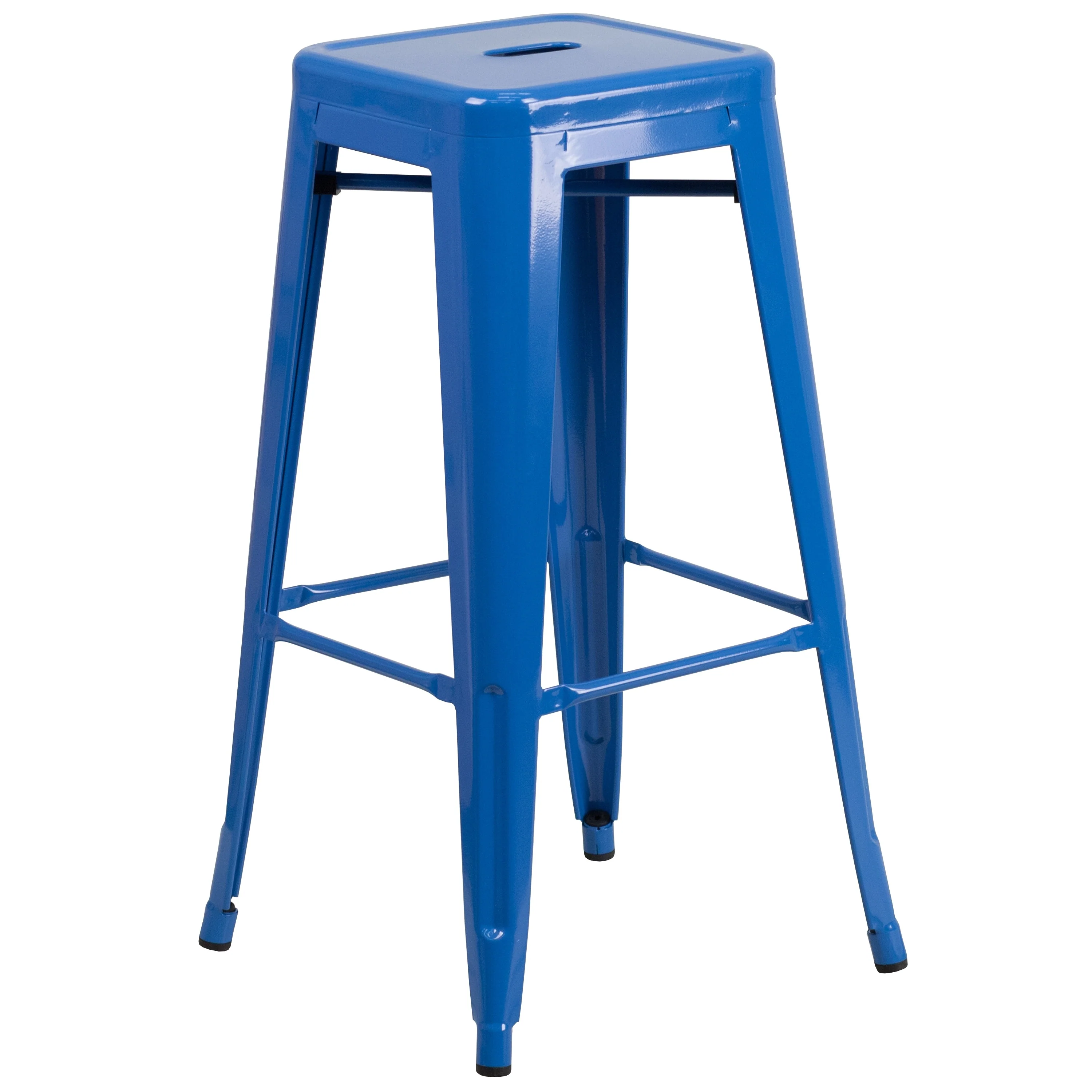 30 High Backless Metal Indoor-Outdoor Barstool with Square Seat