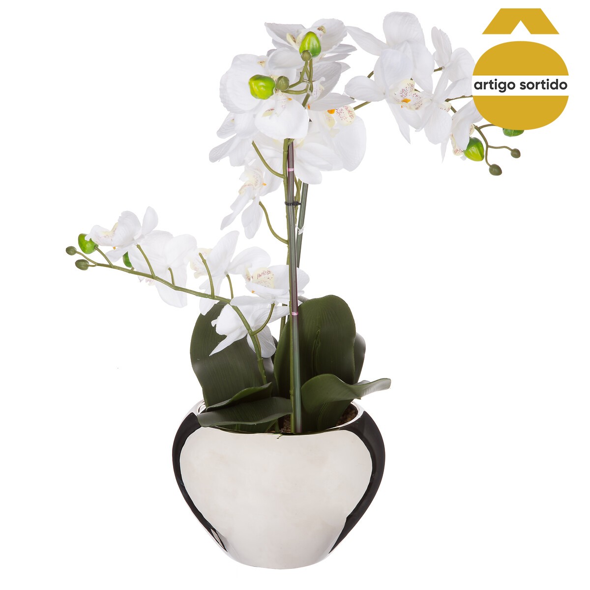 Vaso de cerâmica com orquídea 56cm