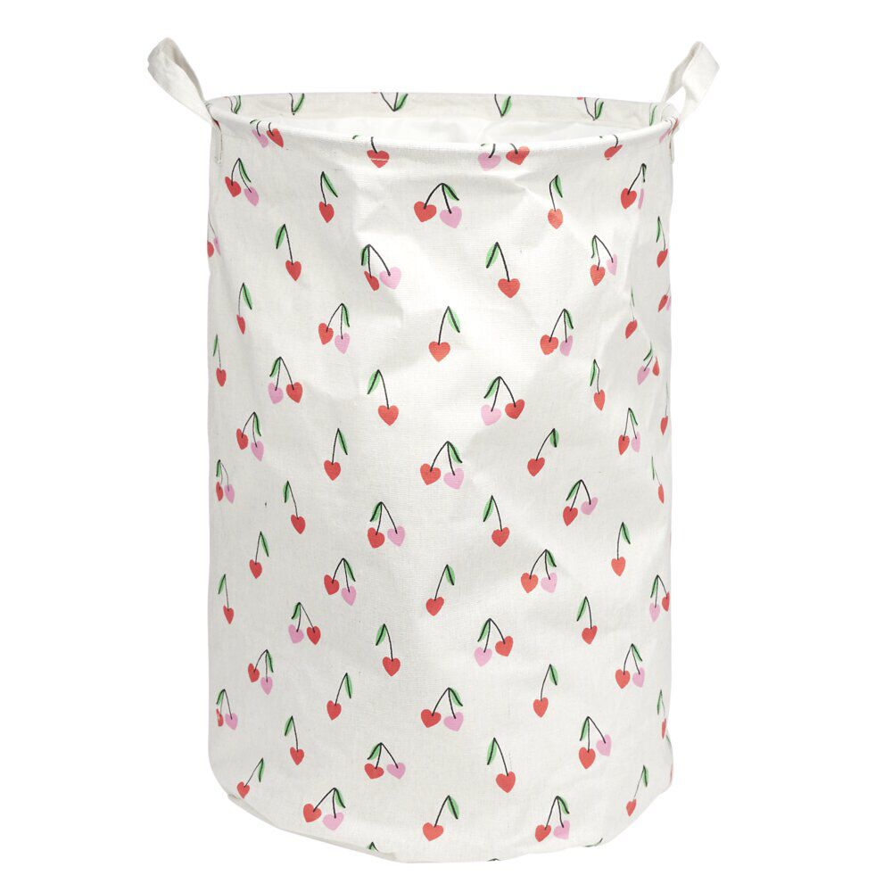 Panière de rangement enfant souple motif cerise Ø34xH52cm