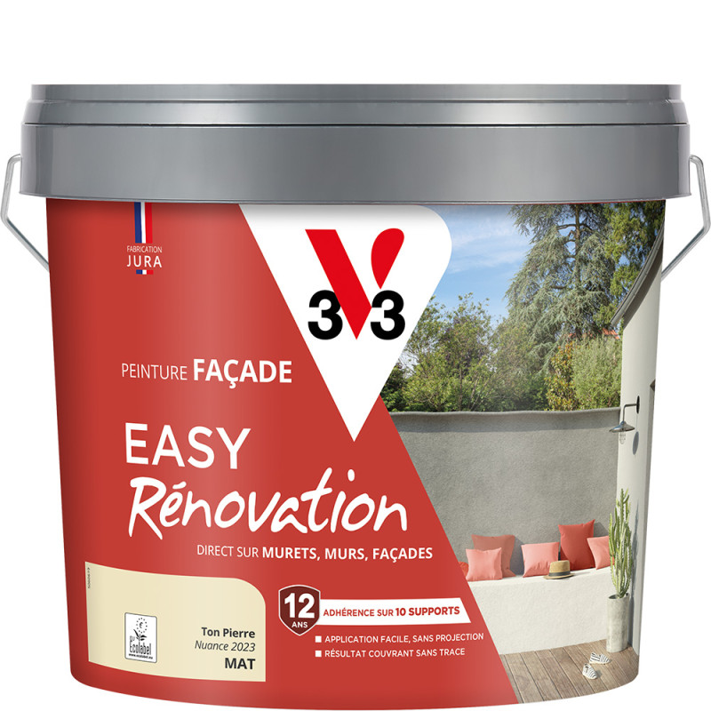 Peinture pour façade Easy Rénovation ton pierre mat 10 L V33