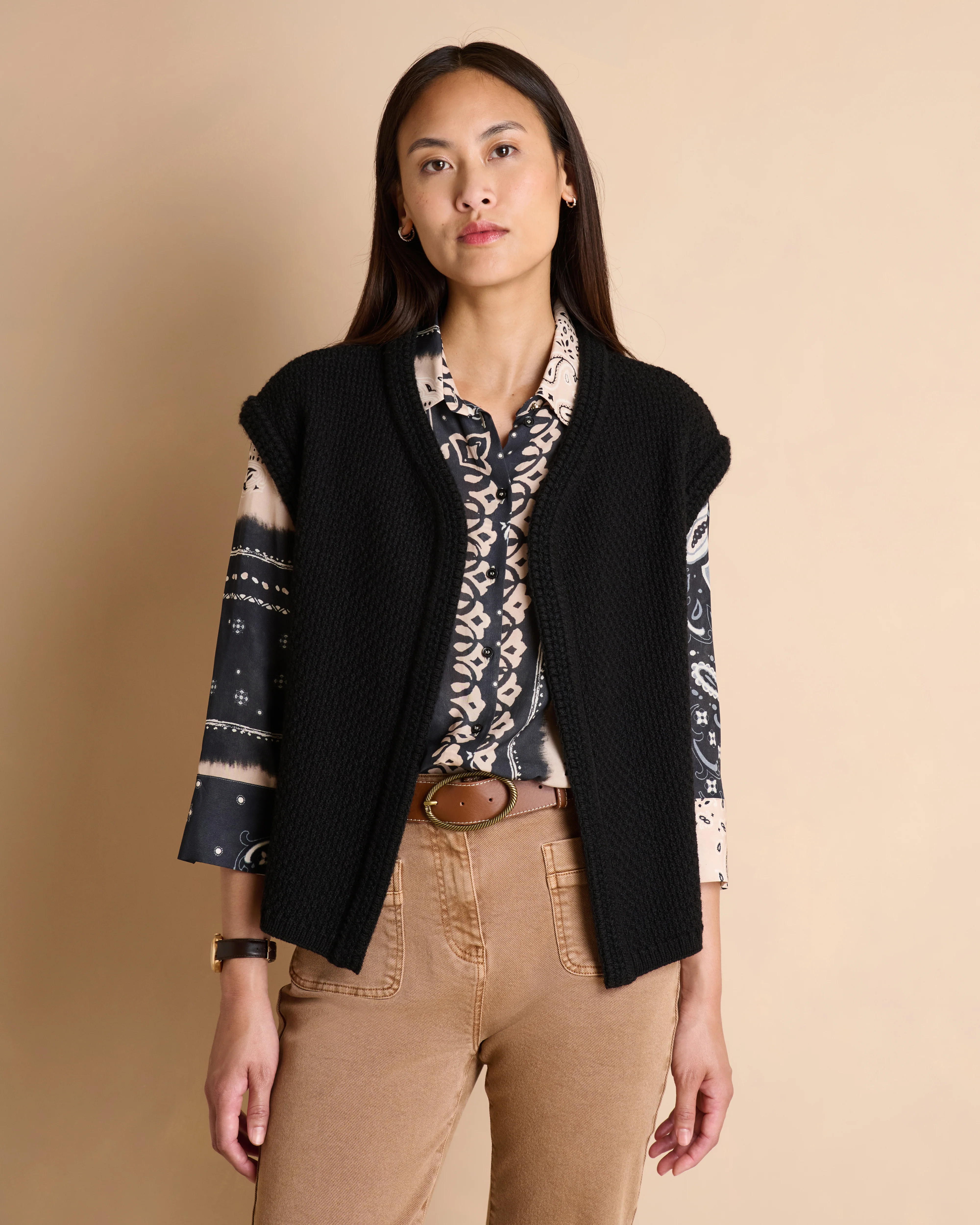 Gilet noir sans manches col rond GRELOT/14006/500