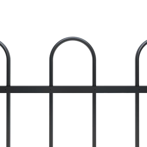 NNEVL Garden Fence with Hoop Top Steel 1.7x0.6 m Black