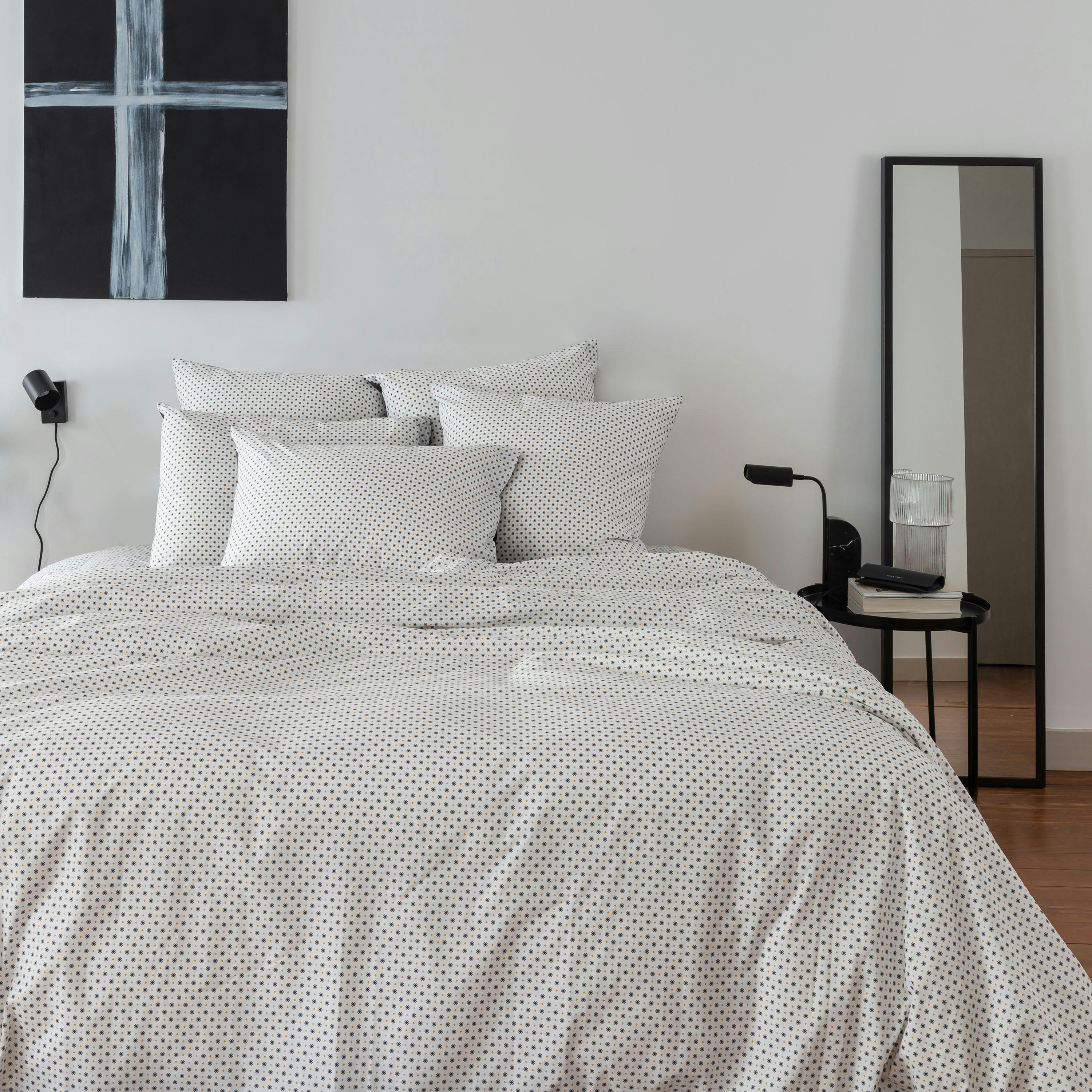 NEO - Housse de couette Anthracite Geometrique imprimé gris 140 x 200 cm