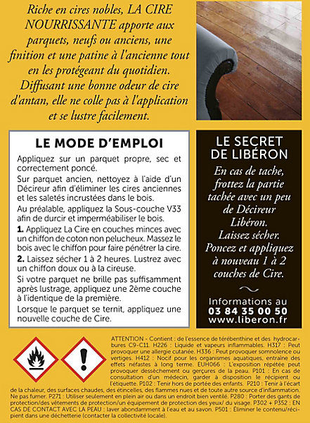 Cire nourrissante parquets Libéron chêne clair 1L