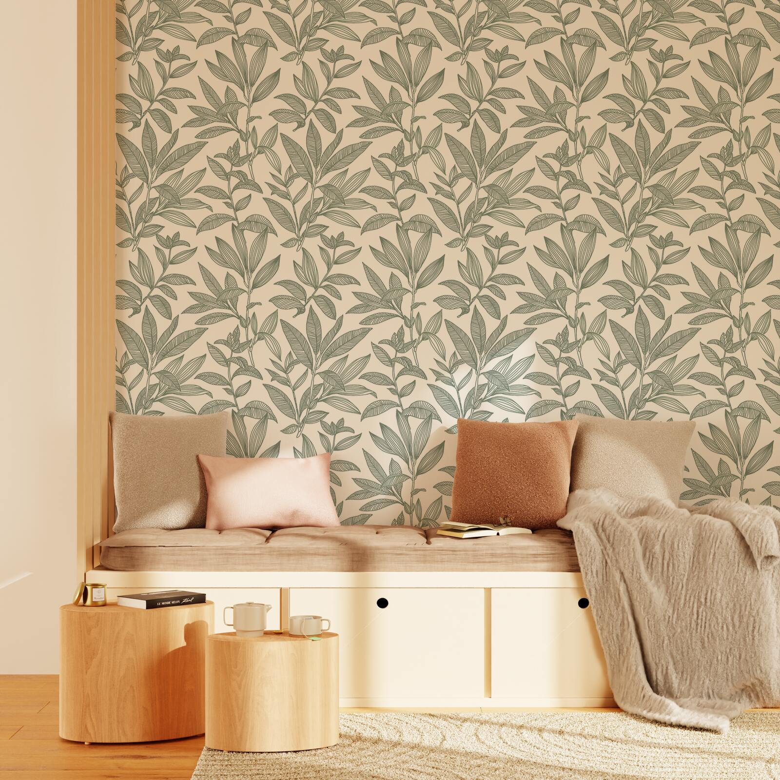 Papier peint intissé NOÉMIE coloris vert de gris