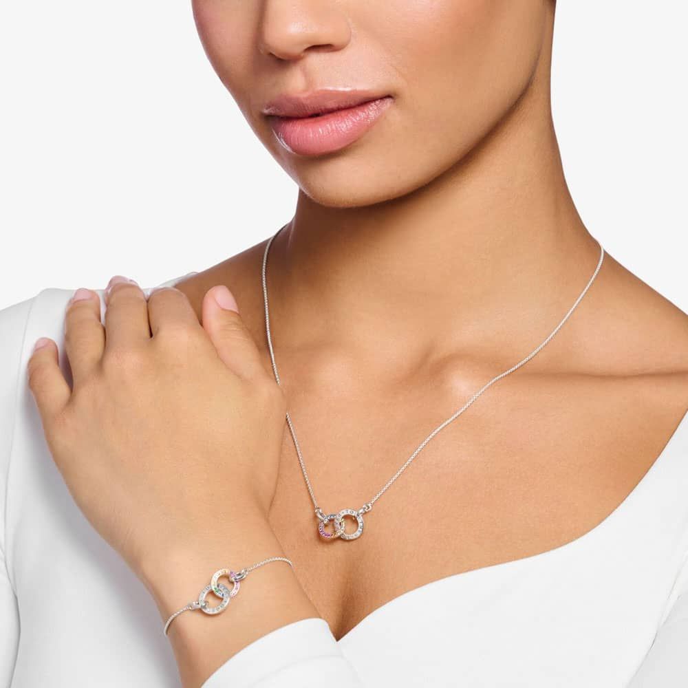 THOMAS SABO Together Sterling Silver Interlocking Rainbow Necklace KE1488-318-7-L55V