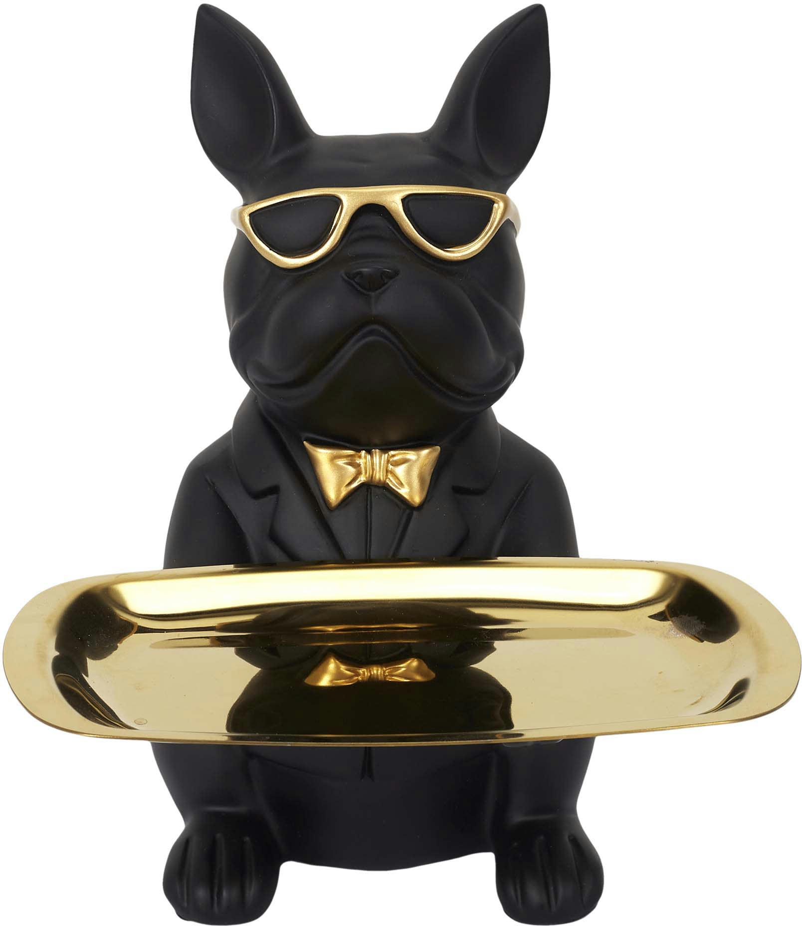 - Vide poche déco bouledogue cool assis noir et doré