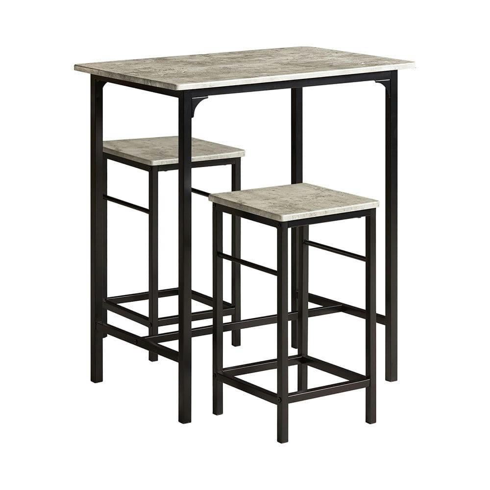 - Set de 1 table et 2 tabourets effet bois et métal noir