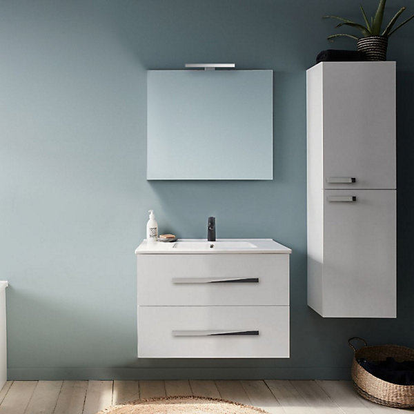 Pack meuble vasque 80 cm JACOB DELAFON Ola up blanc   colonne