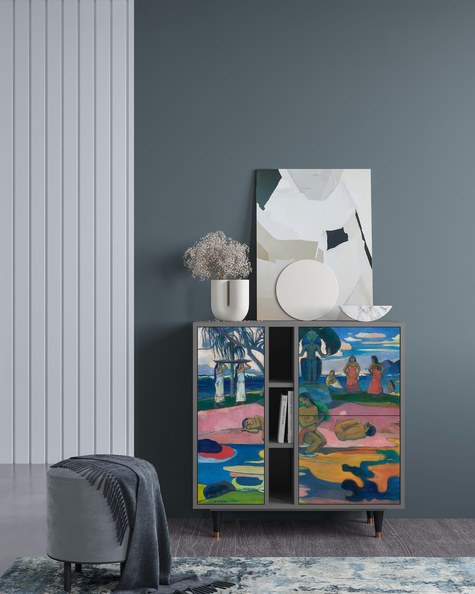 DAY OF THE GOD BY PAUL GAUGUIN - Buffet  multicolore 3 portes L 94 cm