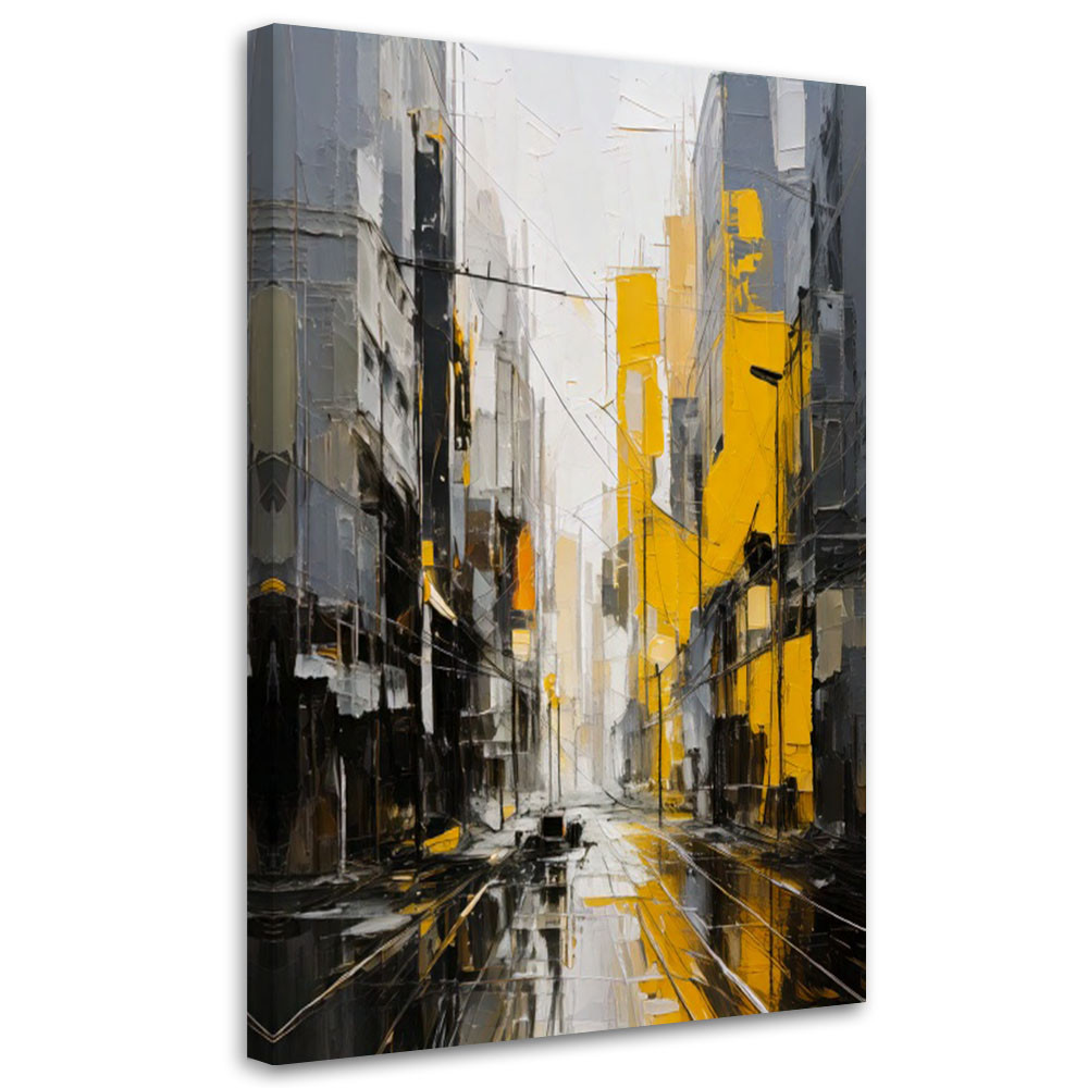 Feeby Obraz na płótnie, Miasto Ulica Akwarela Żółty Szary 40x60