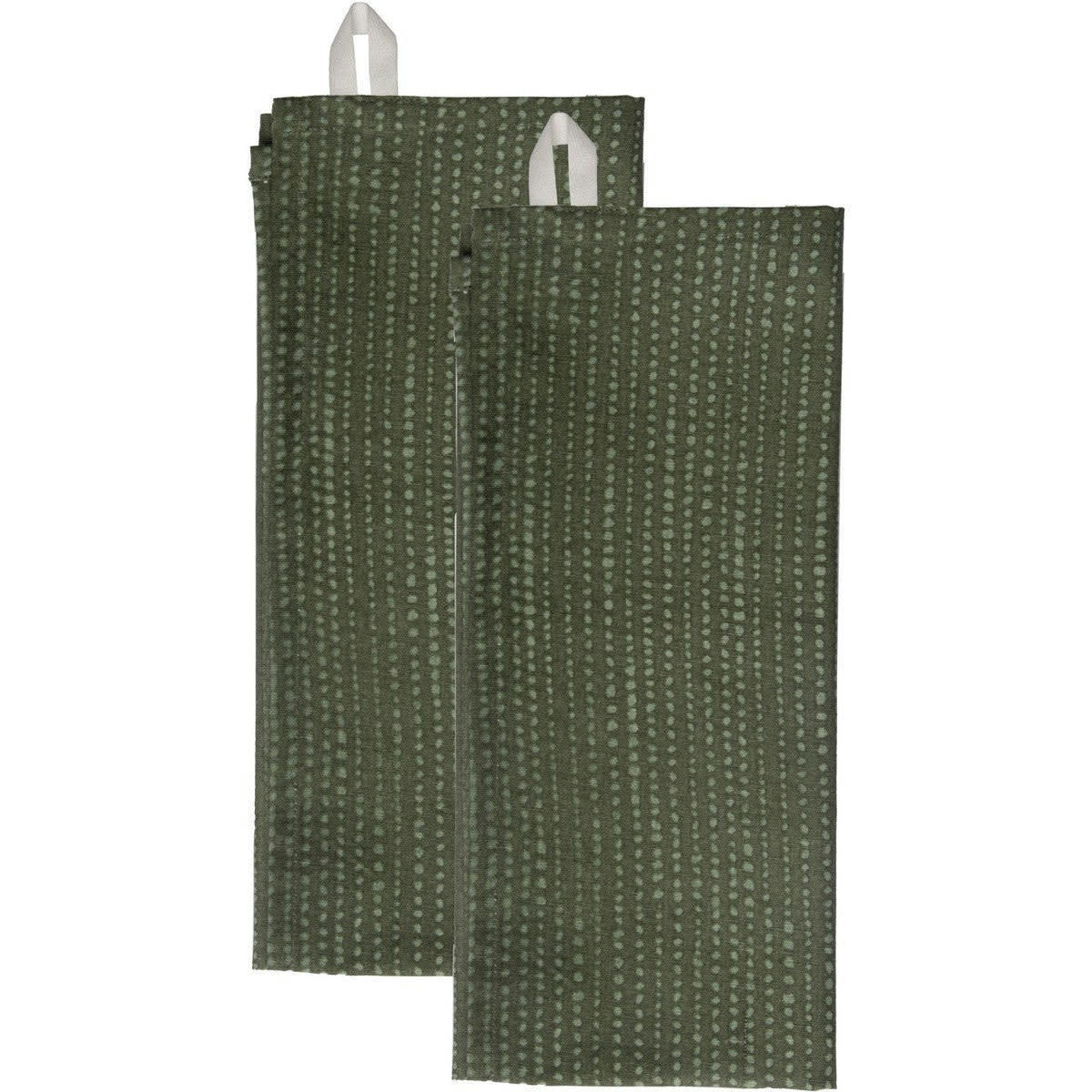 DOTS - Torchons (x2) coton  50x75 vert lichen