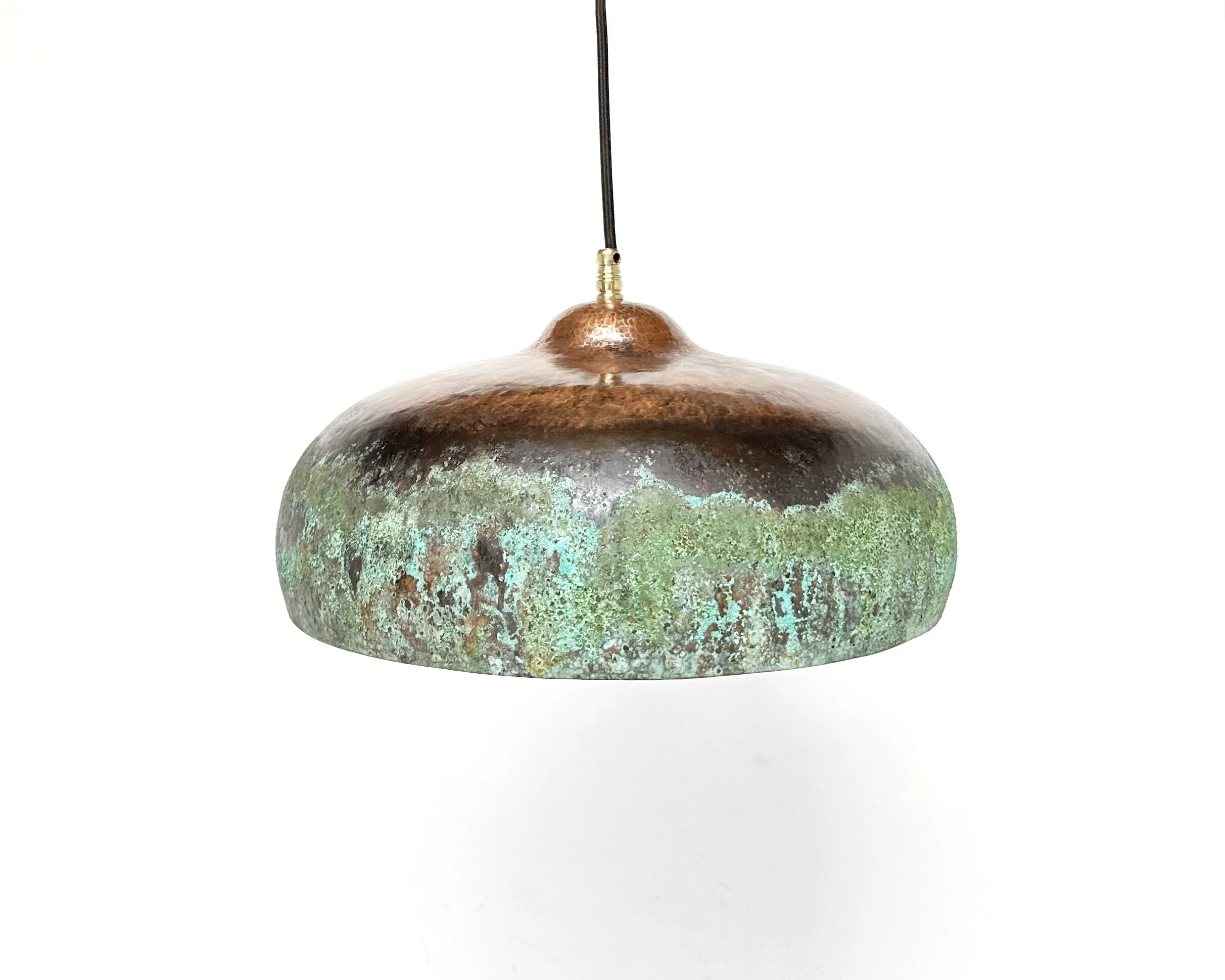 Green Patina Copper Pendant Light: Oxidized Ceiling Fixture for Rustic Farmhouse Kitchen Island