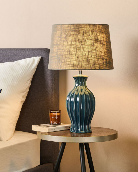 Lampa stołowa ceramiczna 59cm zielona
