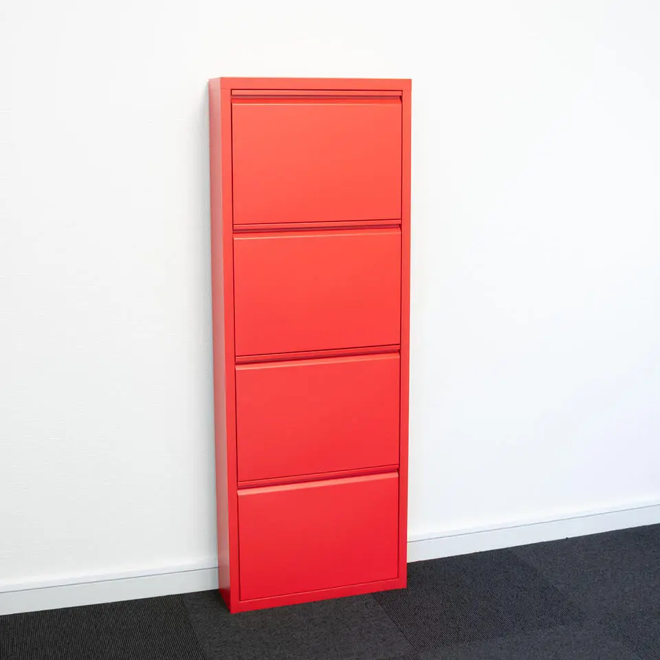 Hioshop Pisa schoenenkast rood metaal met 12 vakken
